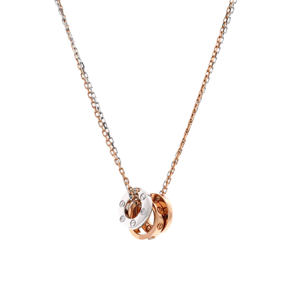 Cartier Love 3 Ring Pendant Necklace